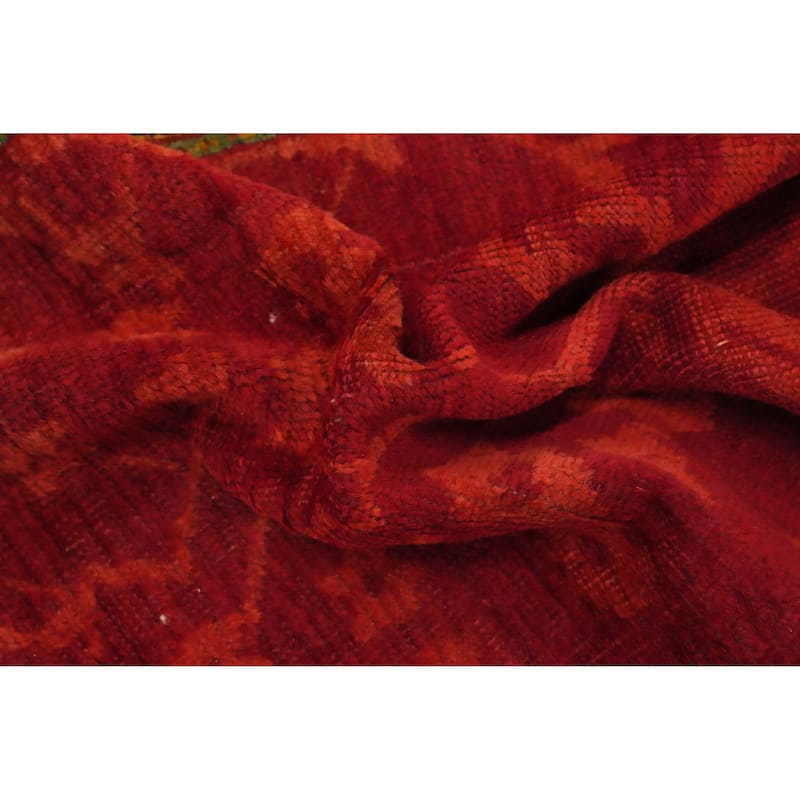 Hand Knotted Oriental 100% Wool Carpet Transitional Floral Red Oushak Runner Rug - 11' 11'' X 3' 2''