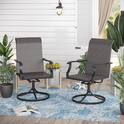 Outdoor Patio 2-Piece PE Rattan Dining Chairs