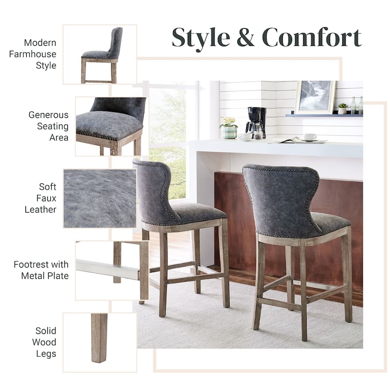 NPD Furniture Dorsey Brown and Grey Nubuck Counter Stool