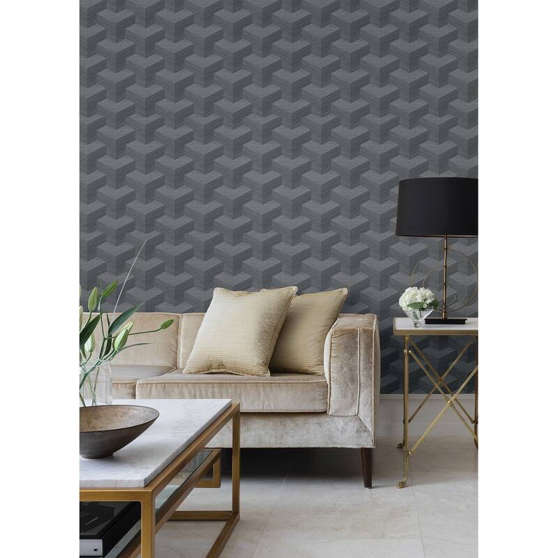 A-Street Prints Y Knot Slate Geometric Texture Wallpaper