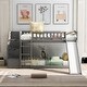 preview thumbnail 2 of 7, Stairway Twin over Twin Floor Bunk Bed with Two Drawers, Slide and Ladder, Grey