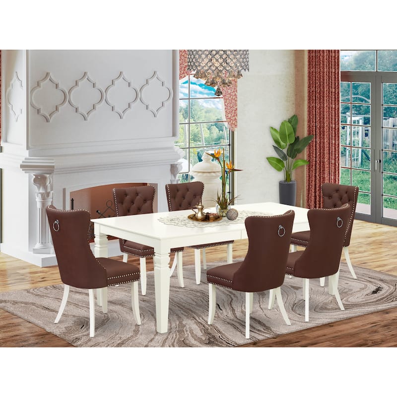 East West Furniture Dining Set Consists of a Rectangle Kitchen Table and Chairs, Linen White (Pieces Options) - LGDA7-LWH-26