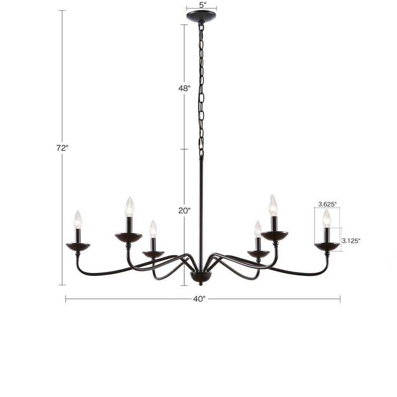 Brighton 6-Light Farmhouse Metal Chandelier for living room,bedroom,and dining room