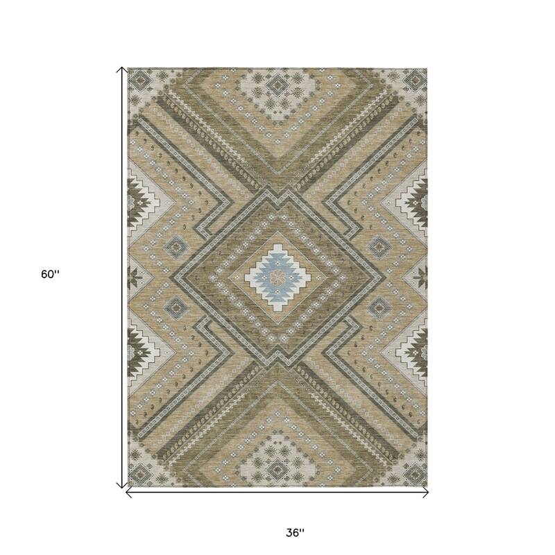 HomeRoots Tribal Transitional Rectangle Outdoor Rug