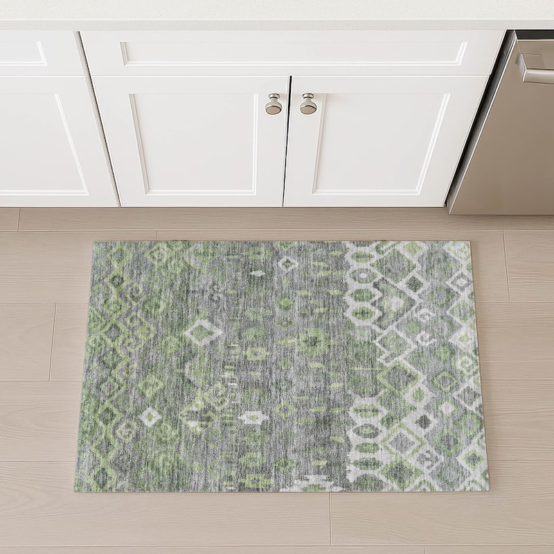 Machine Washable Indoor/ Outdoor Boho Moroccan Chantille Rug