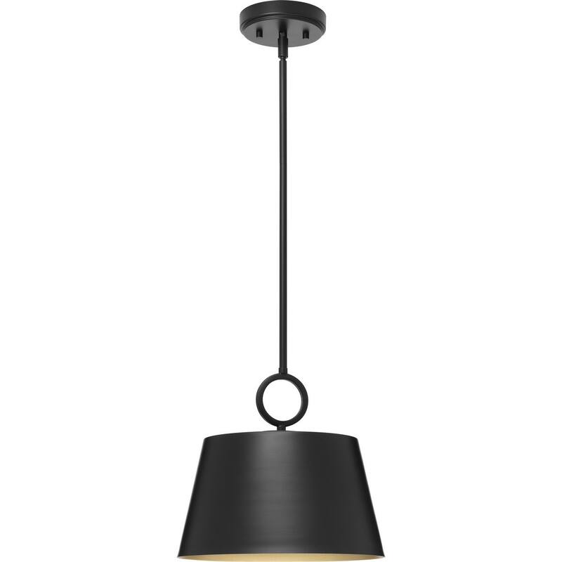 Parkhurst Collection One-Light New Traditional Matte Black Metal Glass Pendant Light - 12.37 in x 12.37 in x 11.87 in