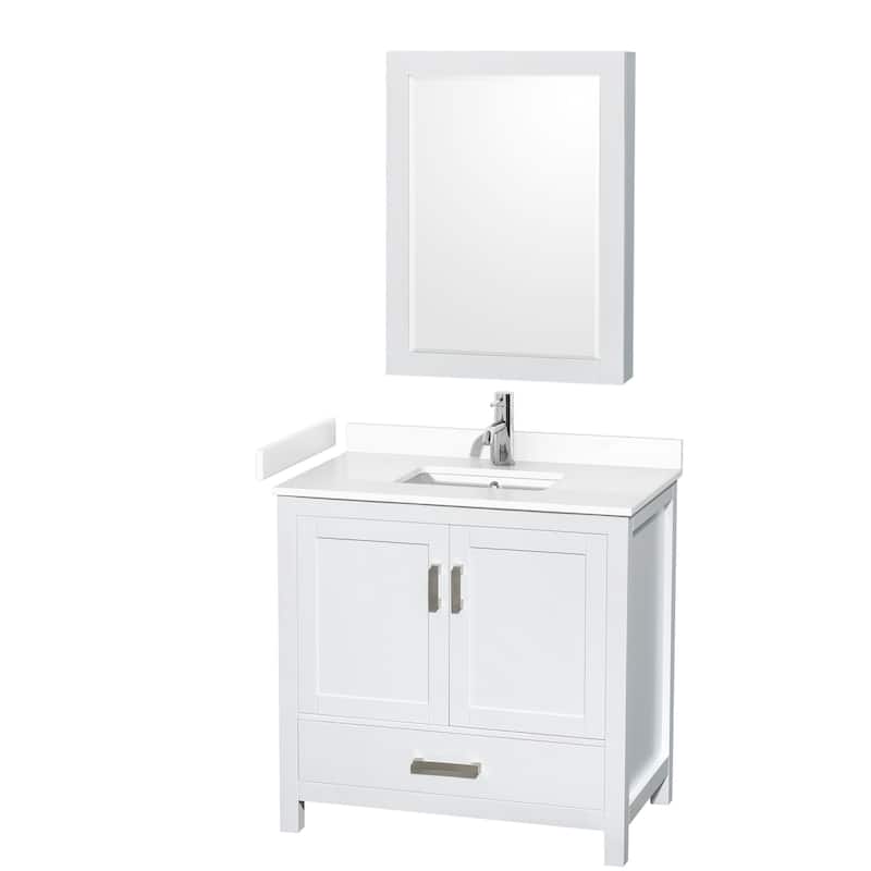 Wyndham Collection Sheffield 36" Single Bathroom Vanity, Carrara