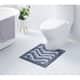 Clara Clark Non Slip Shaggy Bath Rug Set - Chevron Design Ultra Soft Bathroom Mat - Contour - 20 x 24 - Gray