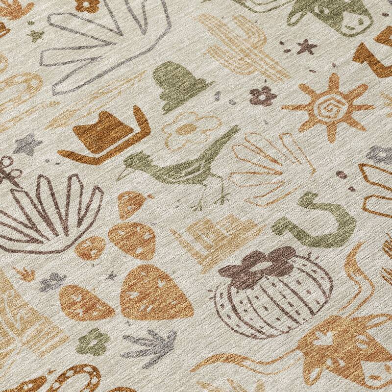 Machine Washable Indoor/ Outdoor Modern Ranch Chantille Rug