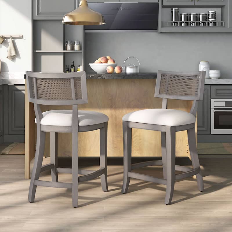 Berwil Wooden Cane Back Counter Height Chairs by Furniture of America