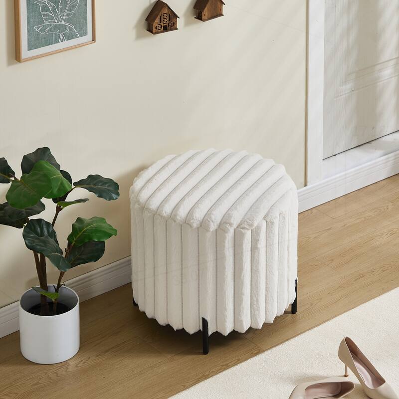 22.05"Wide Upholstered Round Pouf Ottoman