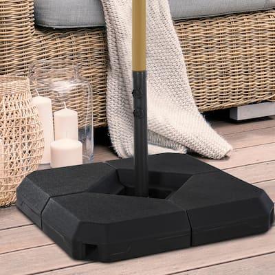 Outsunny Umbrella Stand Fitting 48mm Poles and Steel Base with 4 Fillable Plastic Weights, 4 Gal. Capacity Each, Black