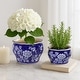 preview thumbnail 12 of 30, Traditional Ceramic Chinoiserie Planters - Set of 2 Blue/ White - 8.0"