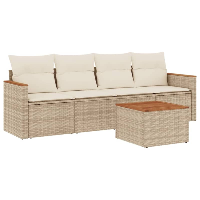 vidaXL Patio Sofa Set with Cushions Outdoor Conversation Furniture Poly Rattan