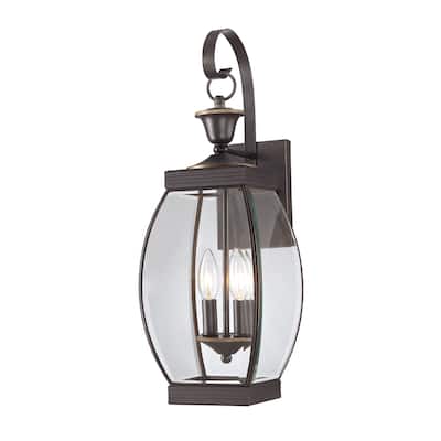 Oasis 2-Light Outdoor Wall Lantern in Medici Bronze