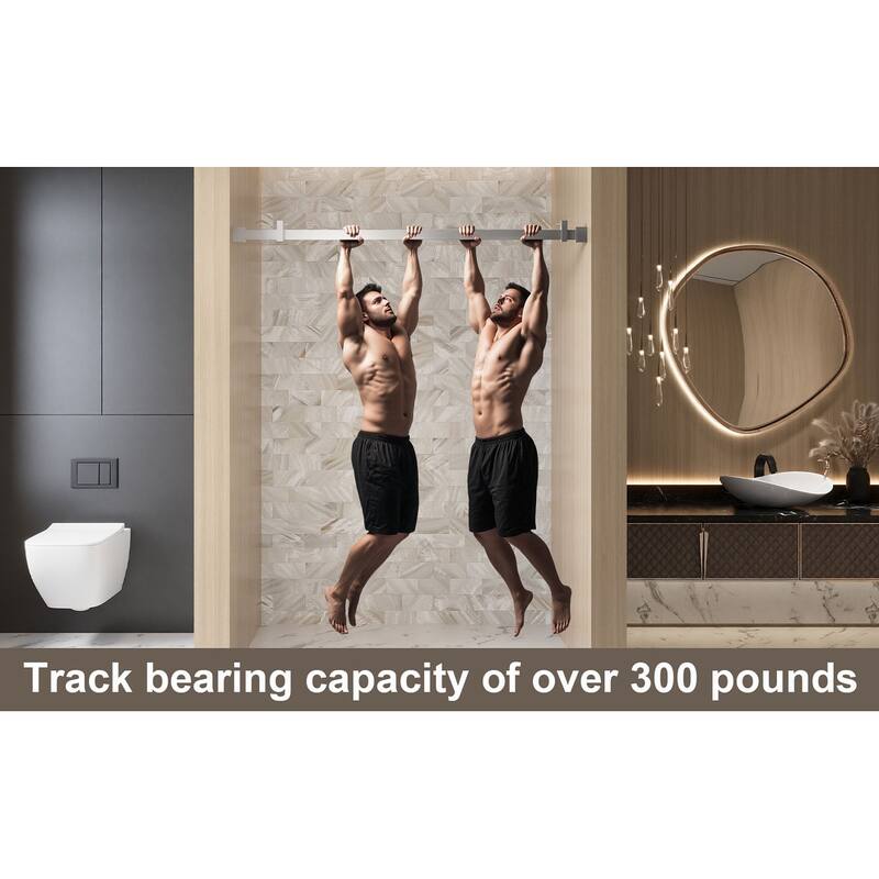 GDFStudio - Rowan Frameless Single-Sliding Shower Door for Tall Modern Bath Layouts - 60 "W x 76" H