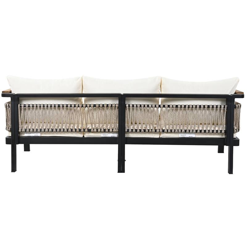 4 Pieces Outdoor Sectional Sofa Set 5-person Patio Seating Group Outdoor Conversation Set with Cushions and a Coffee Table