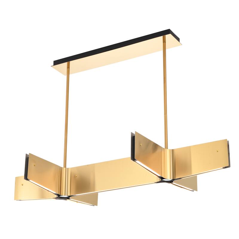 7-Light Brass Plated Double Cross LED Chandelier