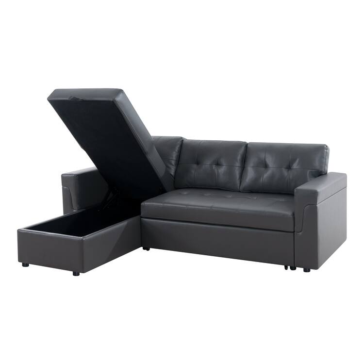 Perry Modern Reversible Sleeper Sectional Sofa with Storage Chaise, Pullout Sleeper Sofa Couch Bed for Living Room