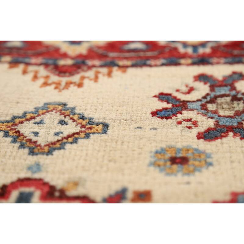 Ivory Kazak Oriental Foyer Rug Hand-Knotted Wool Carpet - 2'0" x 3'0"