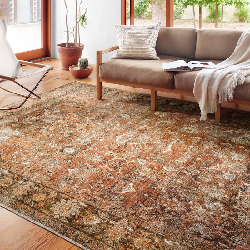 Alexander Home Luciano Rust/ Tobacco Oriental Indoor/ Outdoor Distressed Rug