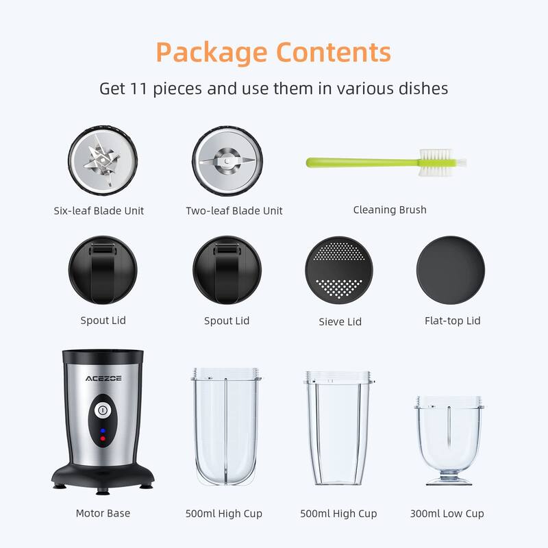 850W Personal Blender for Shakes and Smoothies, 5 in 1 Blenders, with 6