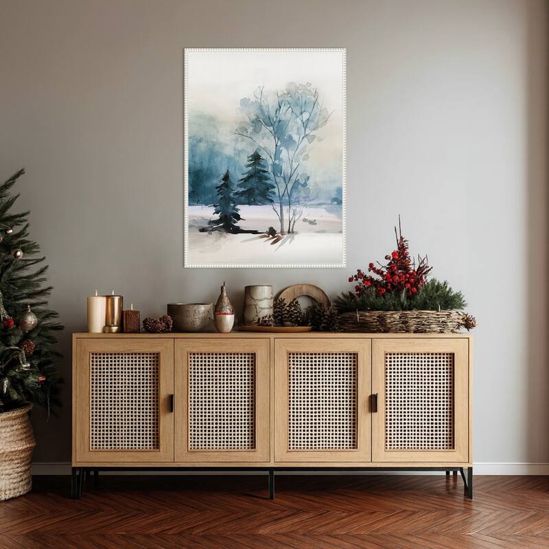 Dusty Blue II by Isabelle Z Framed Canvas Wall Art Print - Sylvie Beaded White