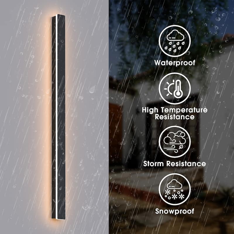 YANSUN 20W Outdoor Wall Light, Waterproof IP67,Warm White 3000K LED, Long Rectangular Outdoor Sconce for Patio, Garden, Porch