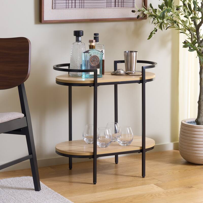 SAFAVIEH Home Inessa 2 Tier Bar Cart - 26"W x 14"D x 26"H