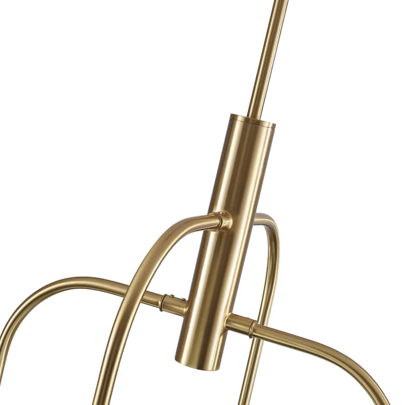 4 - Light Dimmable Sputnik Modern Linear Chandelier with White Glass Shade - Brushed Gold