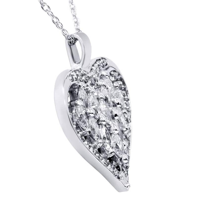 1 1/4ct Hear Shape Marquise Diamond Pendant White Gold