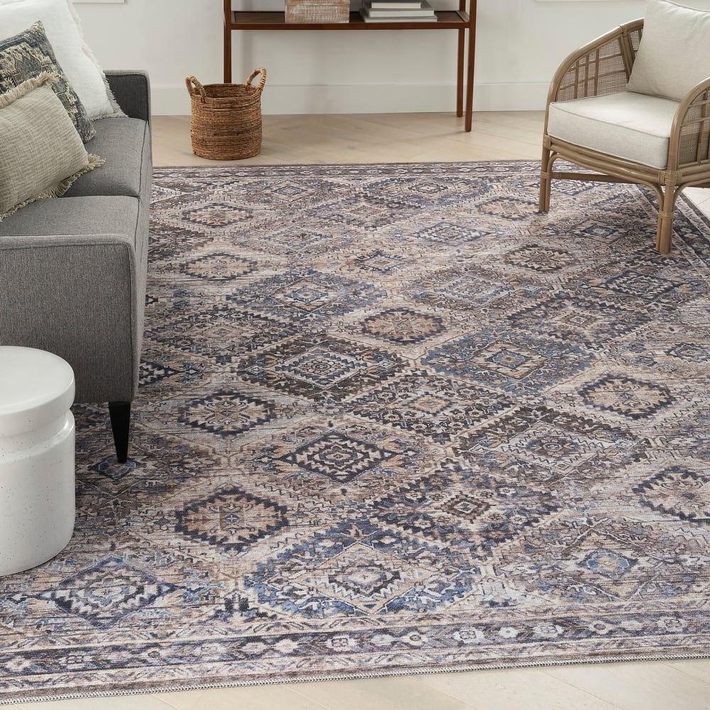 New Concept Washables Machine Washable Flatwoven Boho Medallion Area Rug