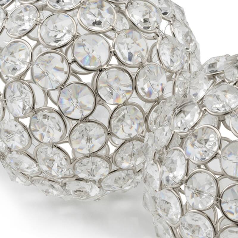 HomeRoots 4" Silver Faux Crystal and Silver Decorative Orb Tabletop Sculpture - 4' X '4' X '4