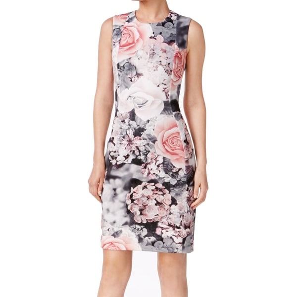 calvin klein scuba sheath dress floral