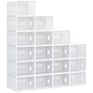 18Pcs Clear Plastic Stackable Shoe Storage Boxes - Bed Bath & Beyond ...