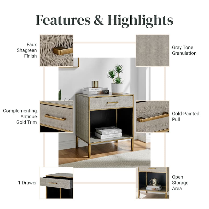 NPD Furniture Arista Faux Shagreen Side / End Table