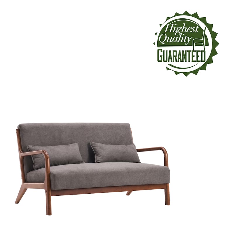 Porthos Home Juno Fabric Loveseat Small Couch Sofa with Pillows, Rubberwood Frame