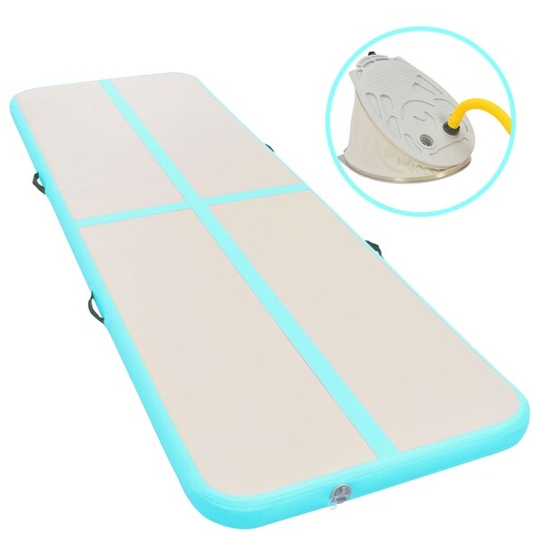 vidaXL Inflatable Gymnastics Mat with Pump 157.4"x39.3"x3.9" PVC Green. Opens flyout.