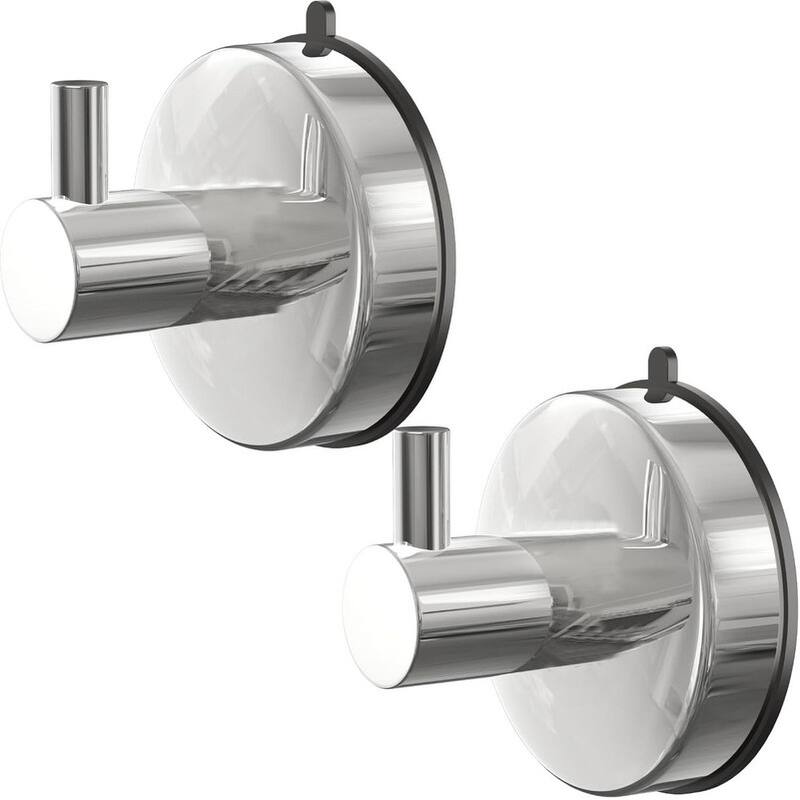 Bathroom Suction Cup Hooks 4 Piece Set 304 Stainless Steel 15lb Shower Hooks - Silver