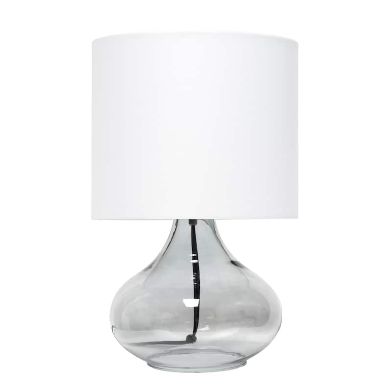 13.75" Decorative Glass Accent Table Lamp with Soft Fabric Shade Perfect for Living Room or Bedroom - 9"L x 9"W x 13.75"H - Smoke, White