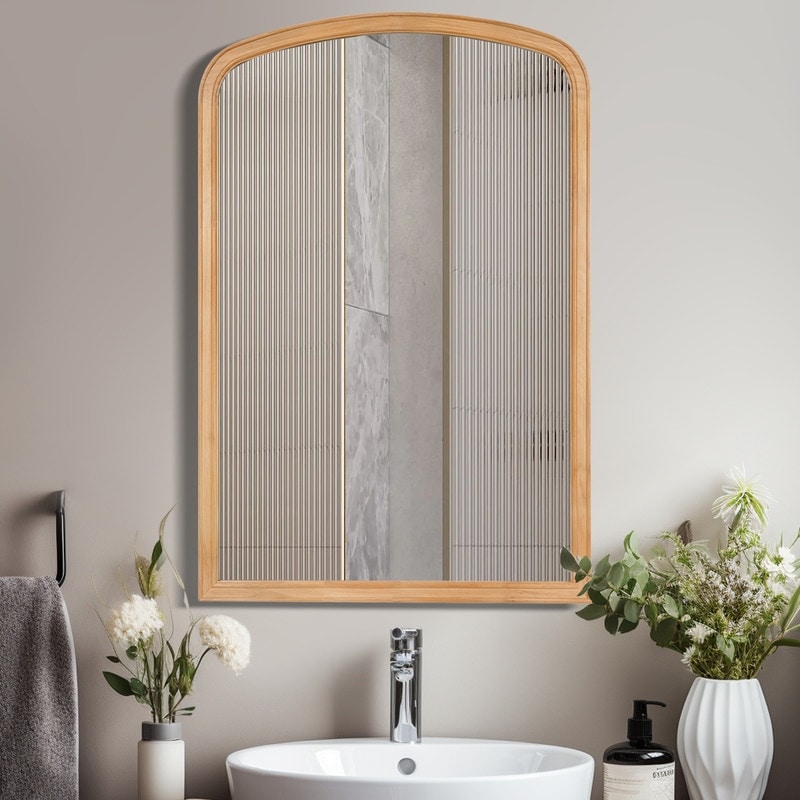 Farmhouse Top Arched Mirror with Wood Frame - D Style