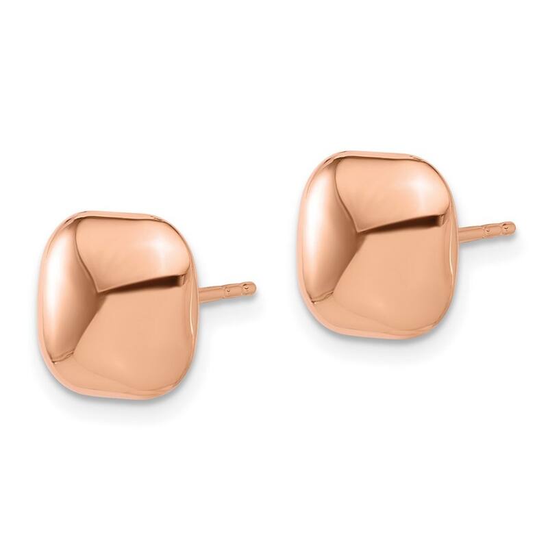 Curata 14k Rose Gold Polished Puffed Square Post Earrings - 10.1x10.1mm