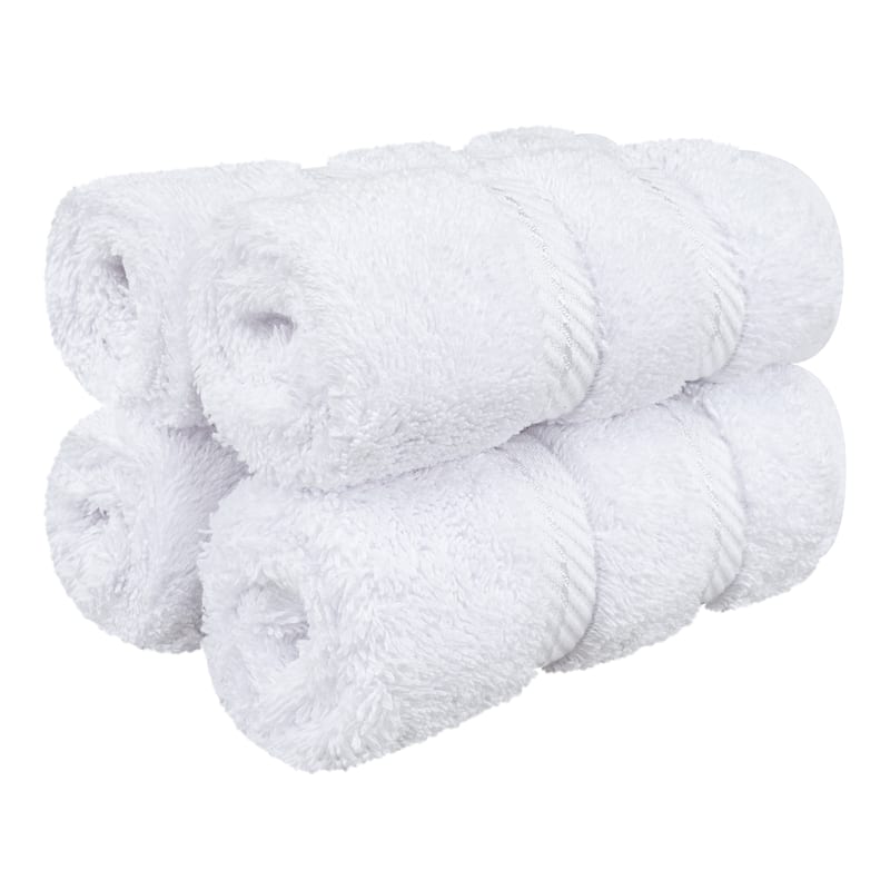 American Soft Linen Premium 100% Cotton 4-Piece Washcloth Set - Bright White