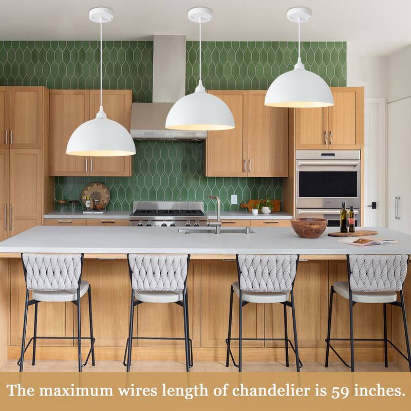 1 - Light 11.8" W Single Dome Pendant for Kitchen Island Dining Room (Set of 3) - W 11.81 in