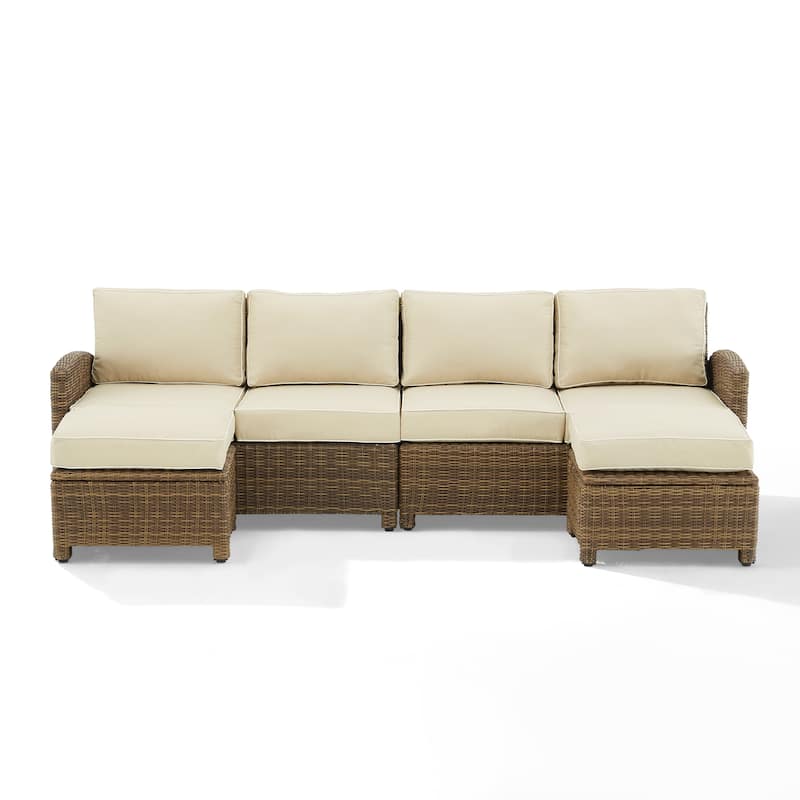 Crosley Bradenton 4Pc Outdoor Wicker Sectional Set - 70.5"d x 105.5"w x 32.5"h