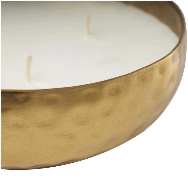 Metal Scented Hammered 20 oz 3 Wick Decorative Candle with White Wax - Gold, Silver, Copper - Roche River Decor