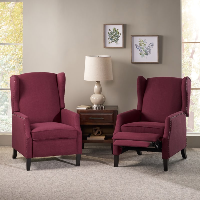 Wescott Contemporary Recliners (Set of 2) by Christopher Knight Home - Deep Red + Dark Brown