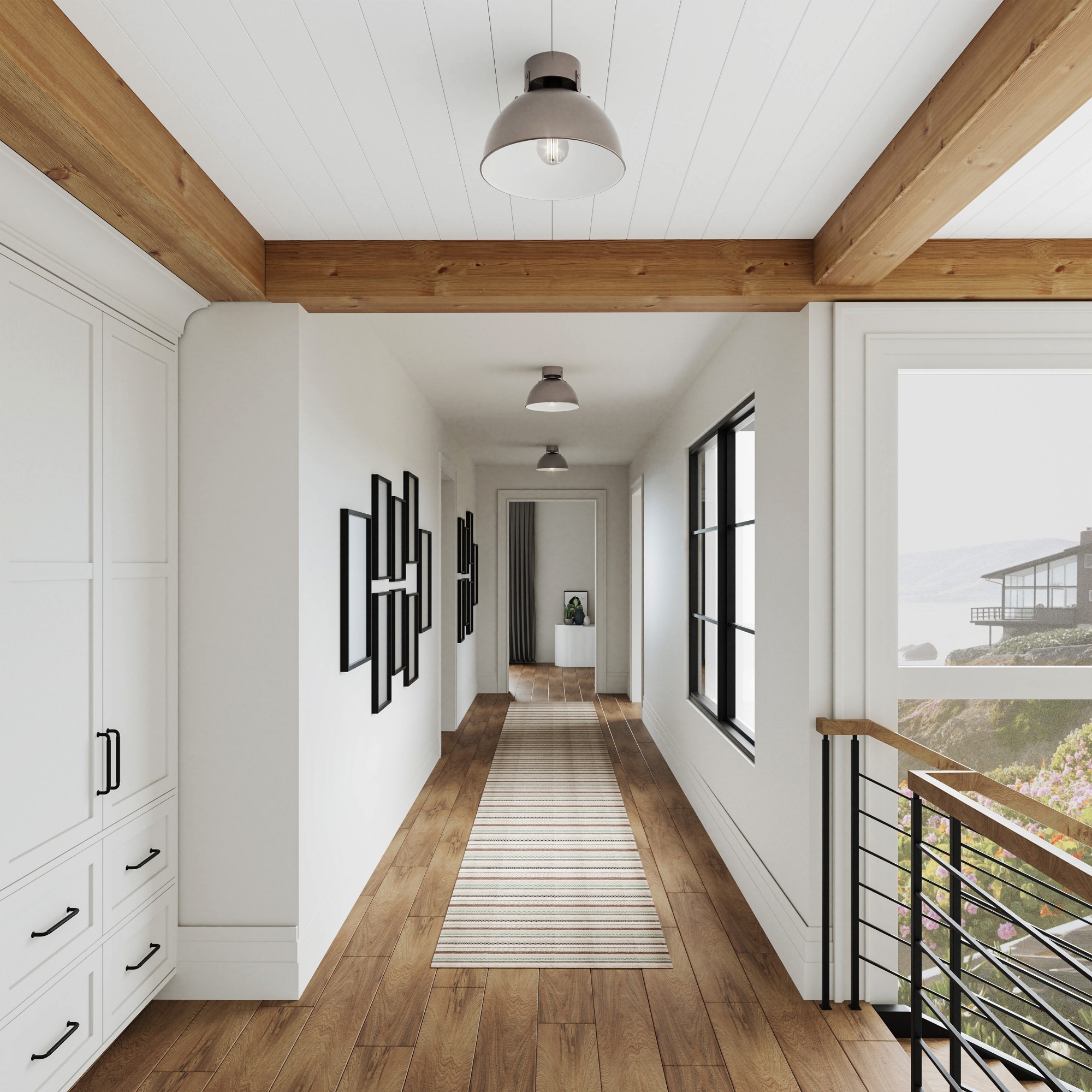 1-Light Semi Flush Mount Ceiling Light Fixture - 12" - Brushed Nickel