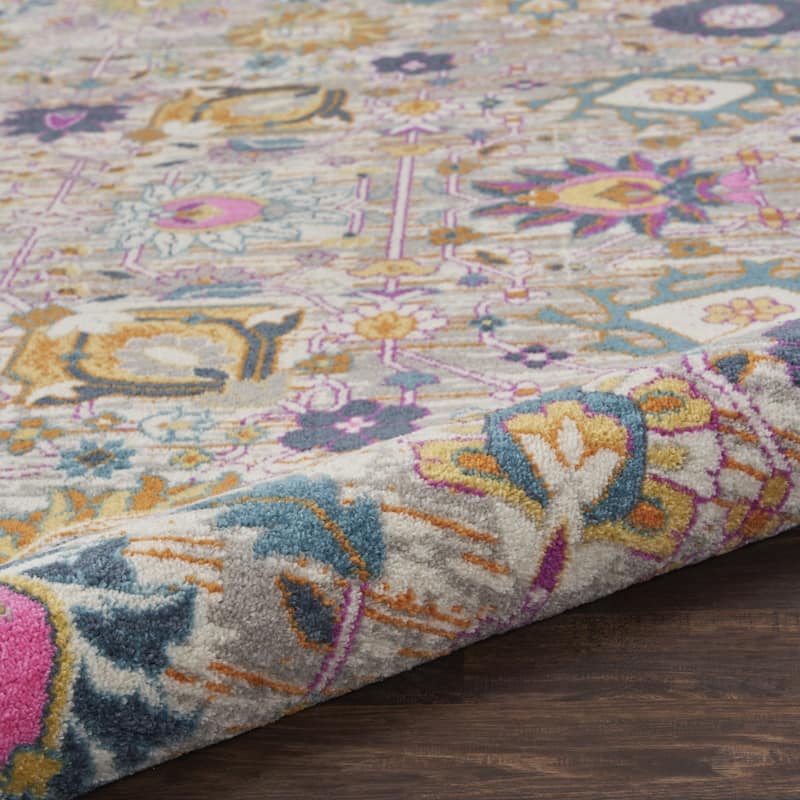 Romud Power Loomed Geometric Floral Area Rug By HomeRoots - 8' Round