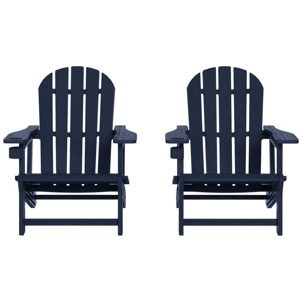 Coastline Outdoor Poly Adirondack Chair with Cup Holder (Set of 2)